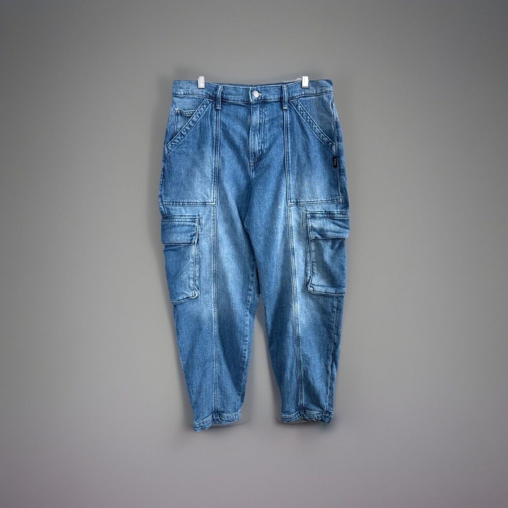 Silver Jeans Co Women Denim Cargo Jeans W33 L29 Relaxed Fit Cropped Utility